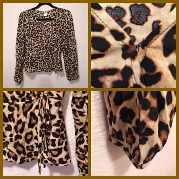 H&M Leopard Wrap Around Top. Excellent Condition. - Picture 1 of 9